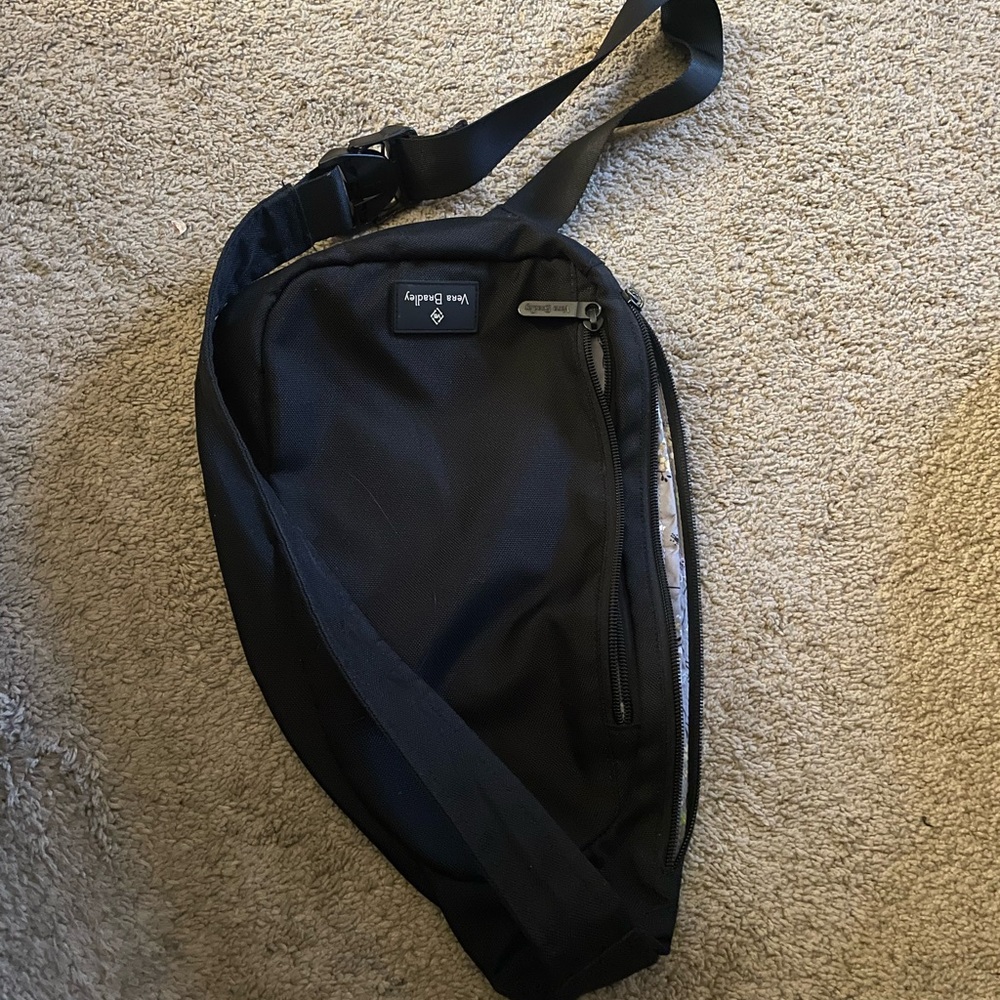 Vera Bradley Sling Bag Black Adjustable Strap excellent condition